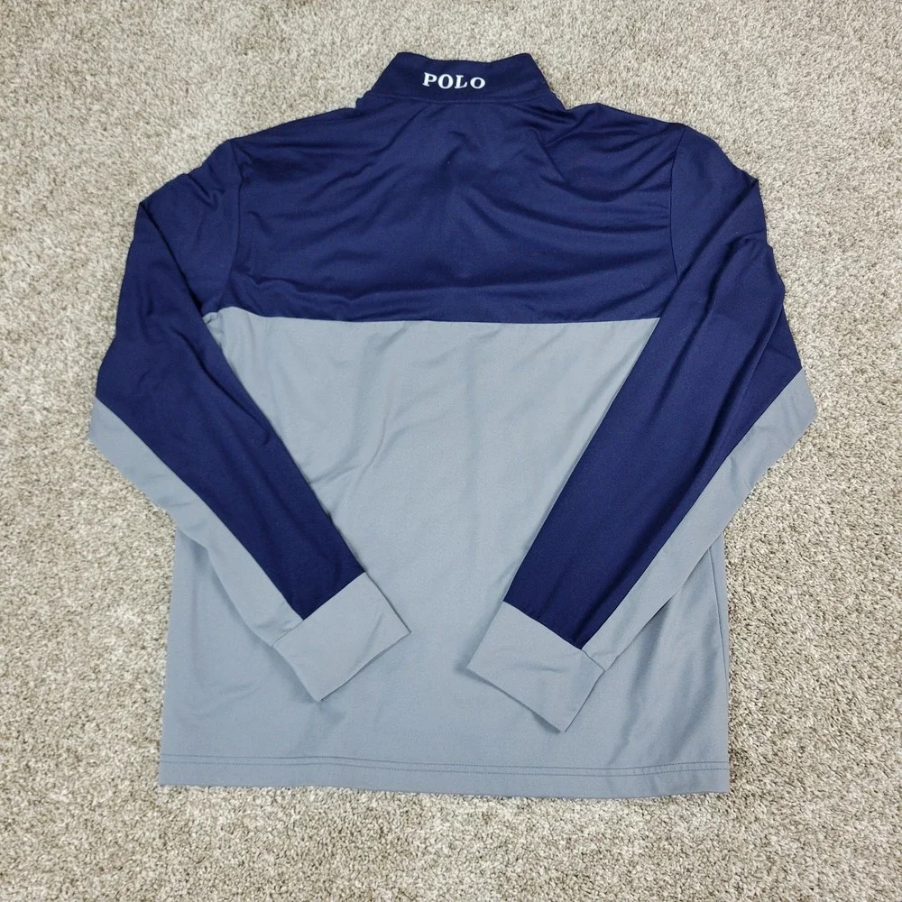 Polo Golf Ralph Lauren‎ Mens Medium Navy Gray Colorblock Performance Quarter Zip